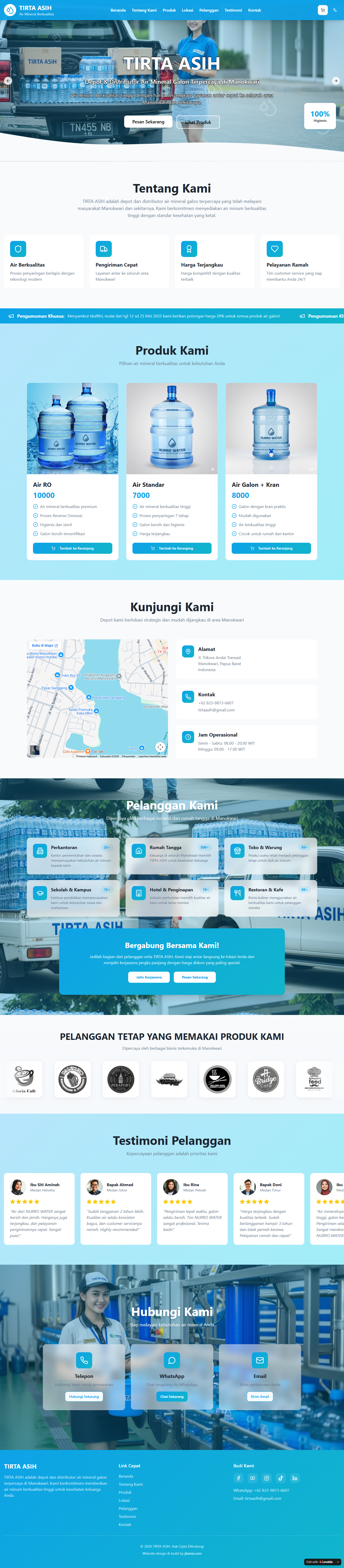 Website usaha depot air tirta asih